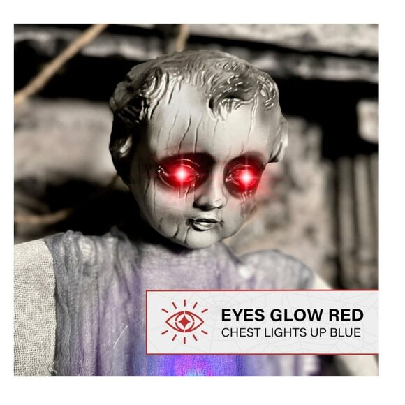 Haunted Hill Farm Animatronic Scary Haunted Angel with Touch Activated Lights - Picture 5 of 5